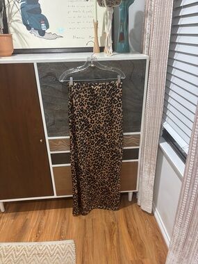 Leopard Print Maxi Skirt - Brown/Black